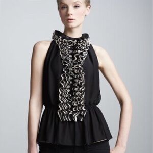 Robert Rodriguez Sleeveless Ruffle Georgette Blouse
